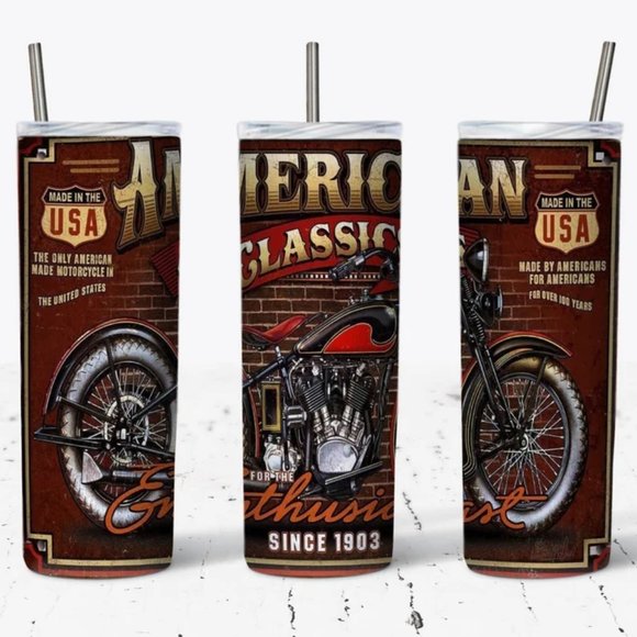 Motorcycle Skinny Tumbler, Gifts For Him Mug - Picture 1 of 4